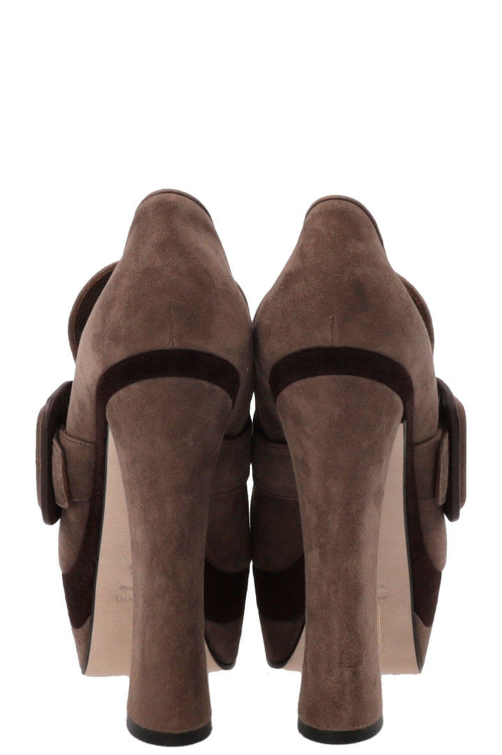 MIU MIU Platform Heels Suede Taupe