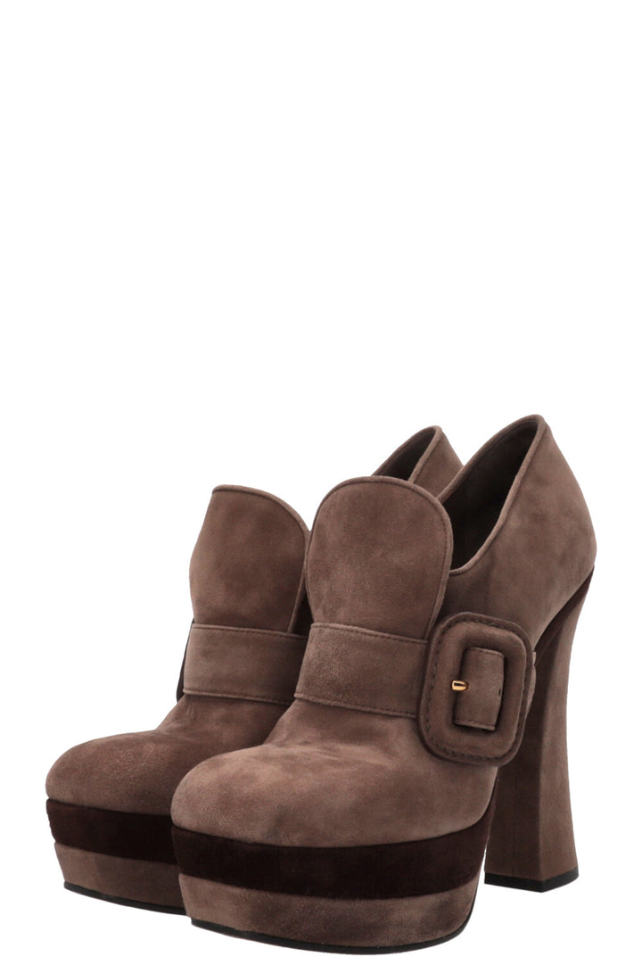 MIU MIU Platform Heels Suede Taupe