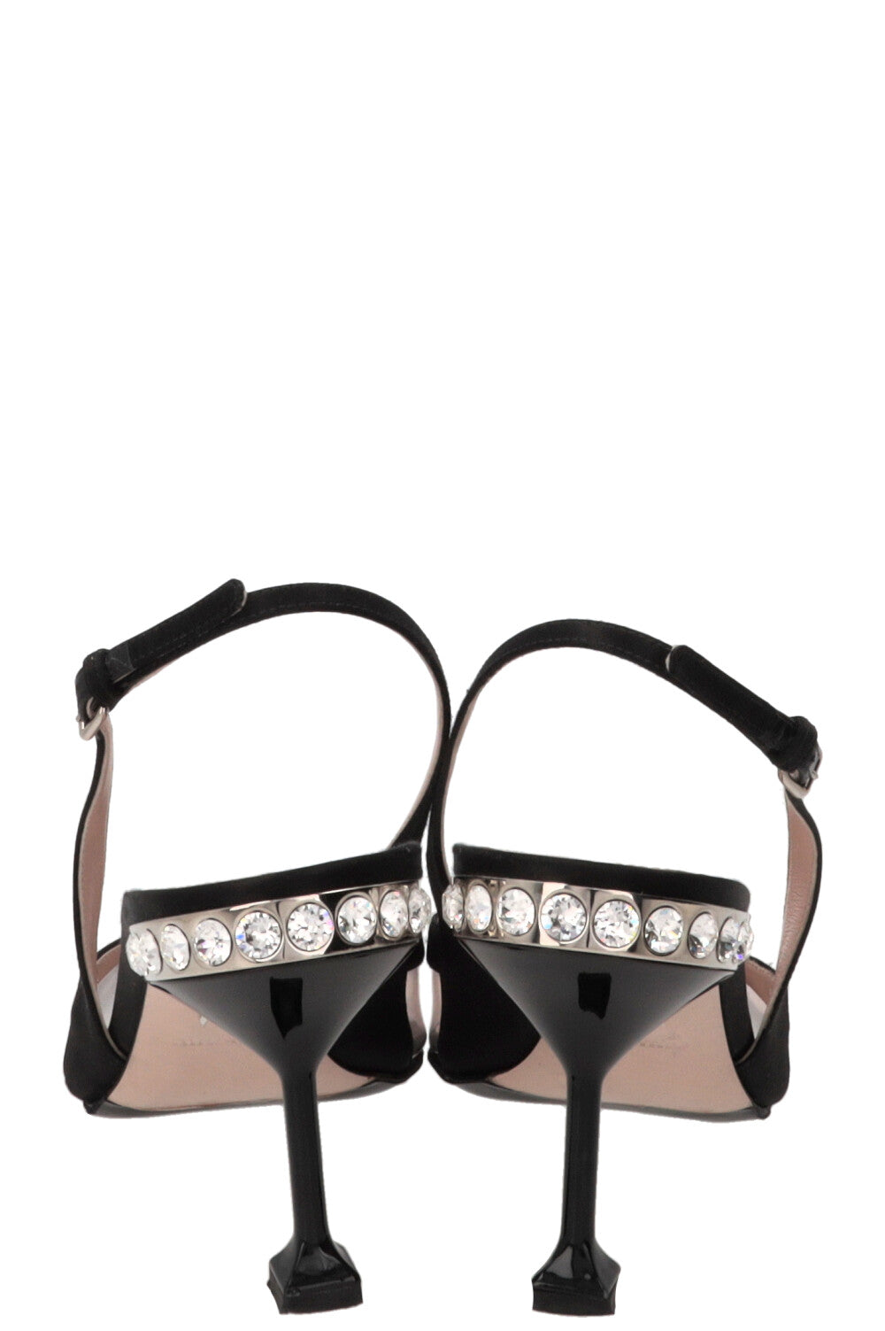 MIU MIU Slingback Crystal Pumps PVC Black
