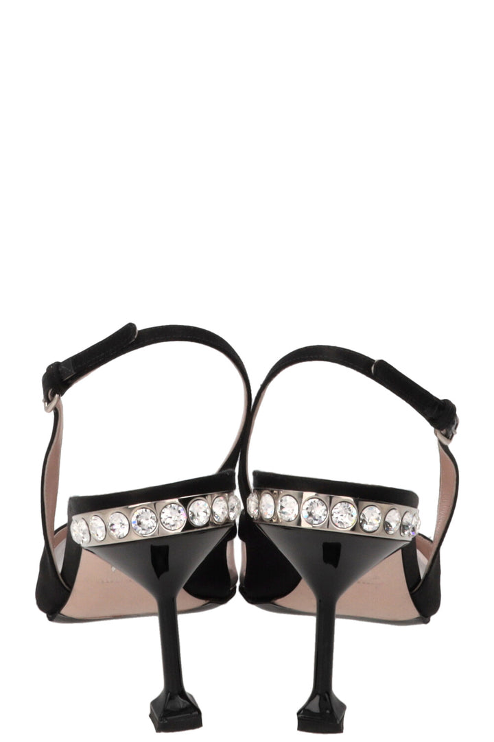 MIU MIU Slingback Crystal Pumps PVC Black