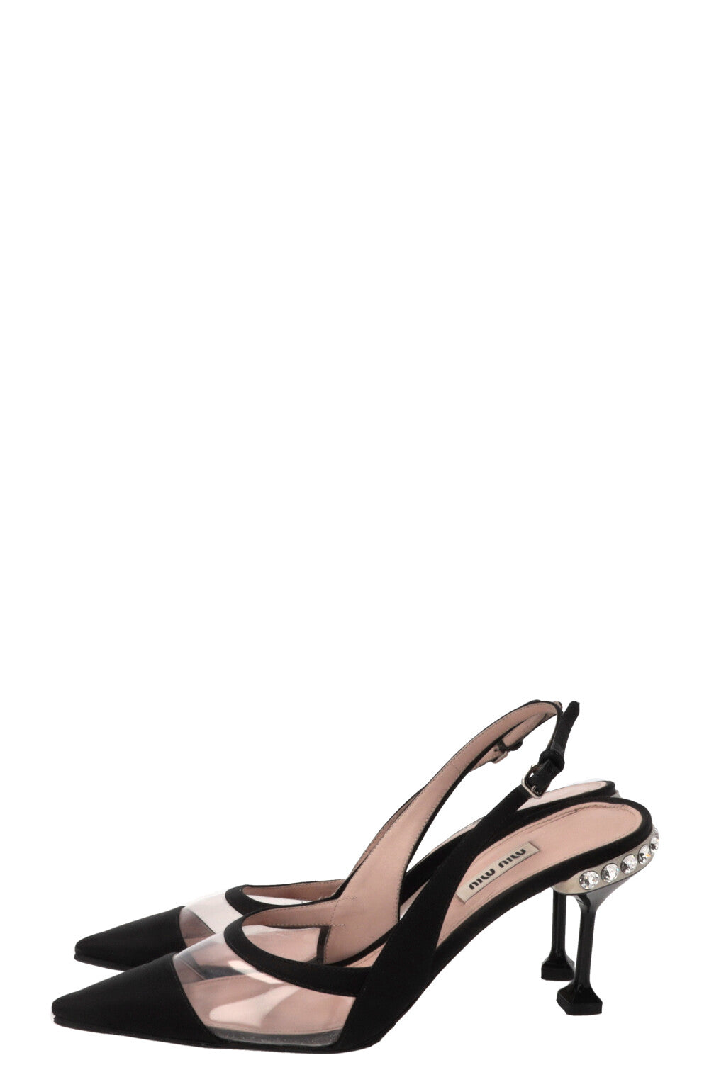 MIU MIU Slingback Crystal Pumps PVC Black