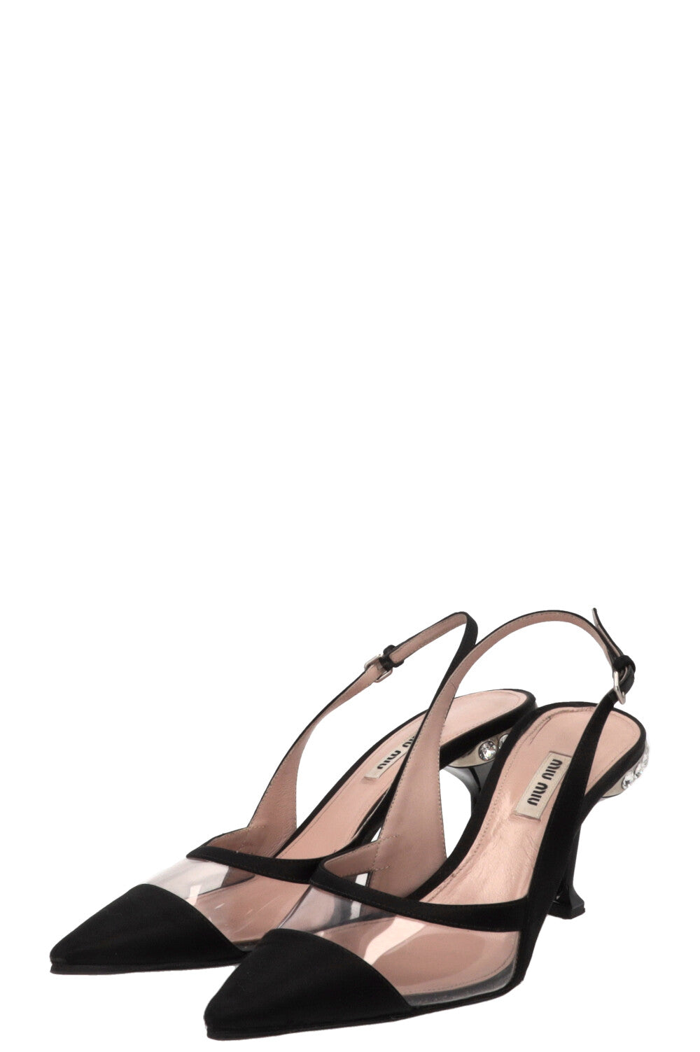 MIU MIU Slingback Crystal Pumps PVC Black