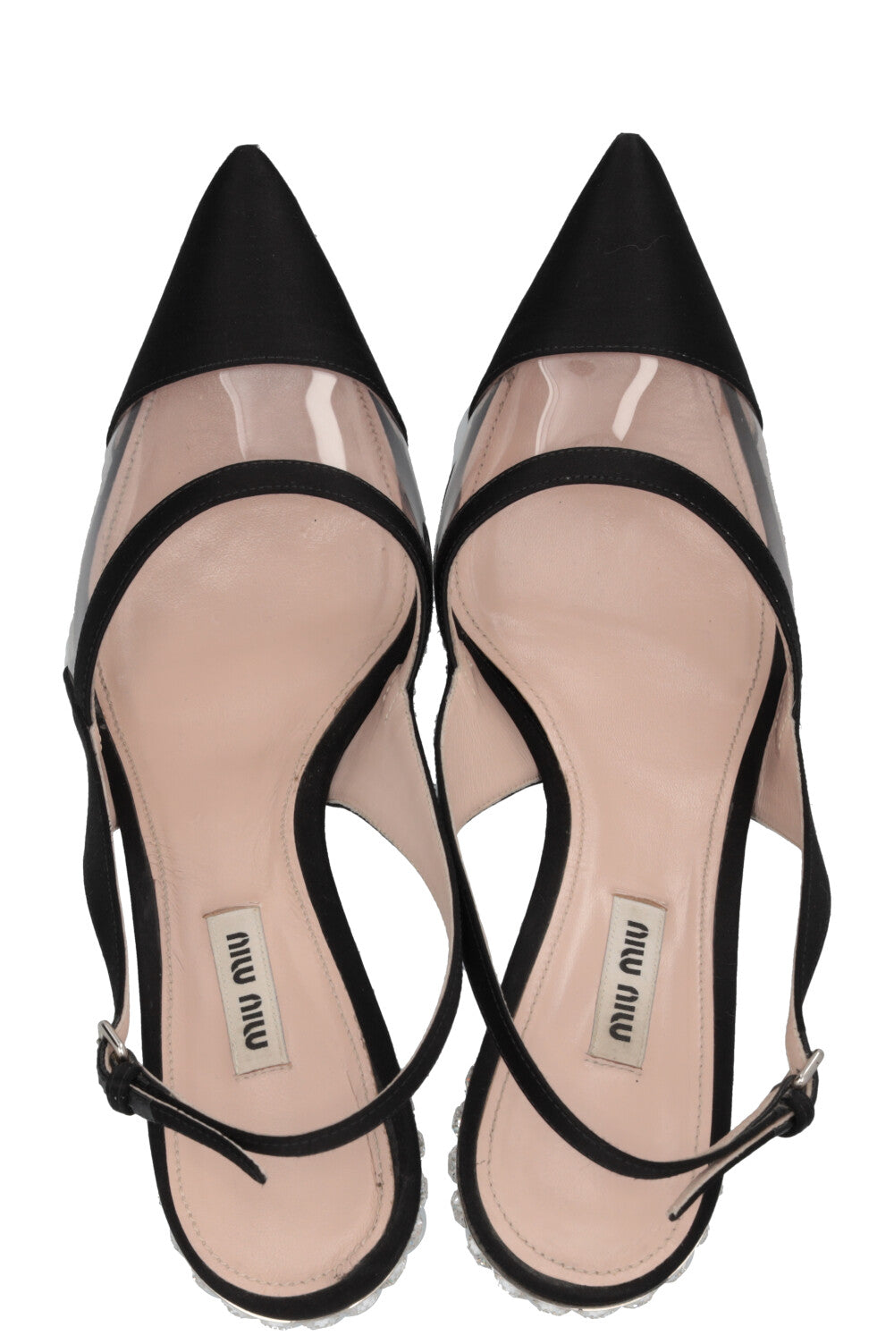 MIU MIU Slingback Crystal Pumps PVC Black
