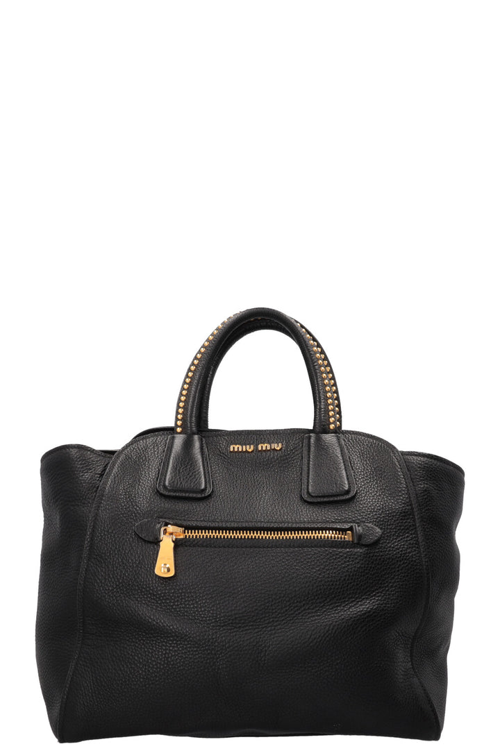 Sac cabas à clous MIU MIU en cuir noir