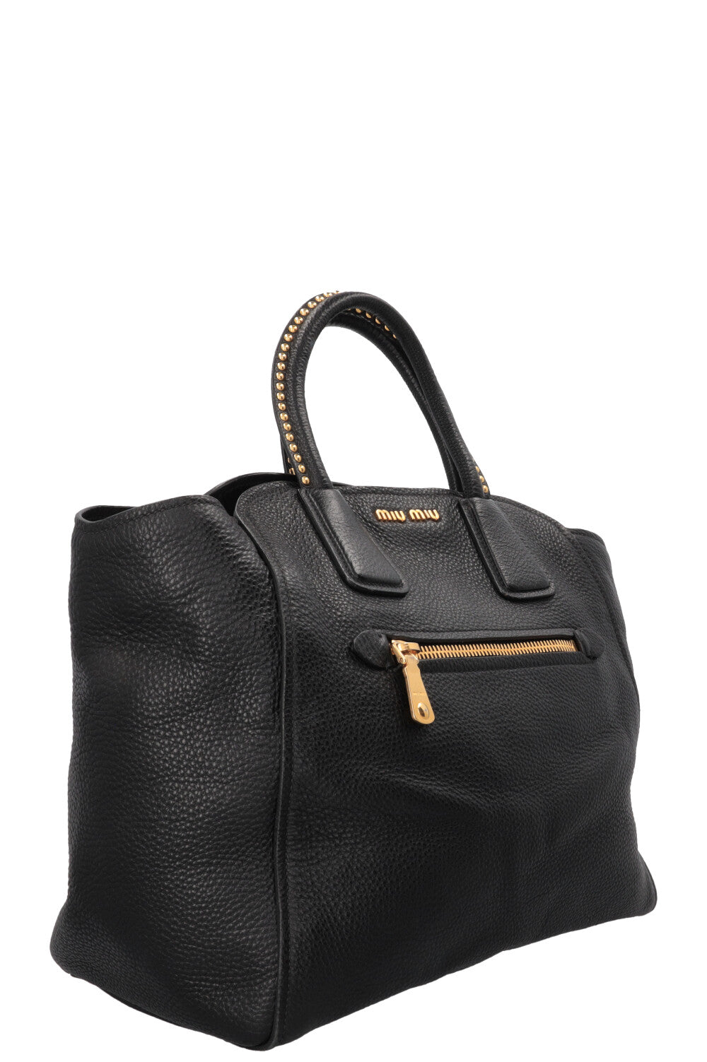 Sac cabas à clous MIU MIU en cuir noir