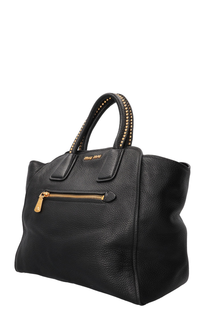 Sac cabas à clous MIU MIU en cuir noir