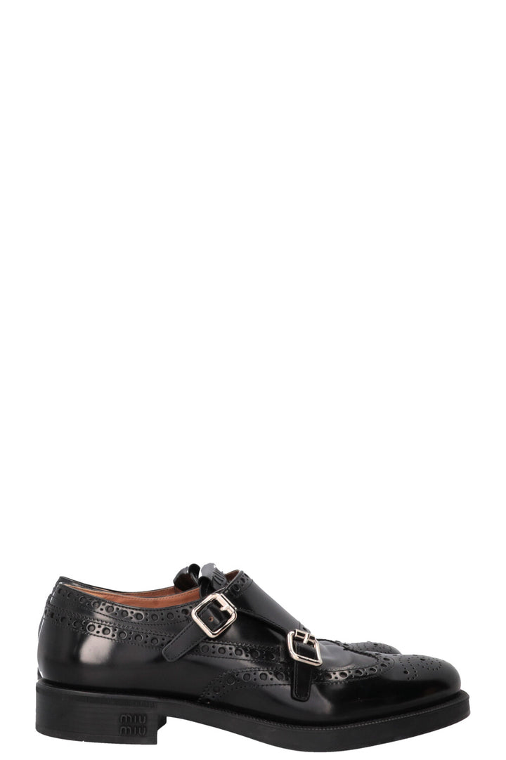 MIU MIU x Churchs Monk Strap Shoes Patent Leather Black