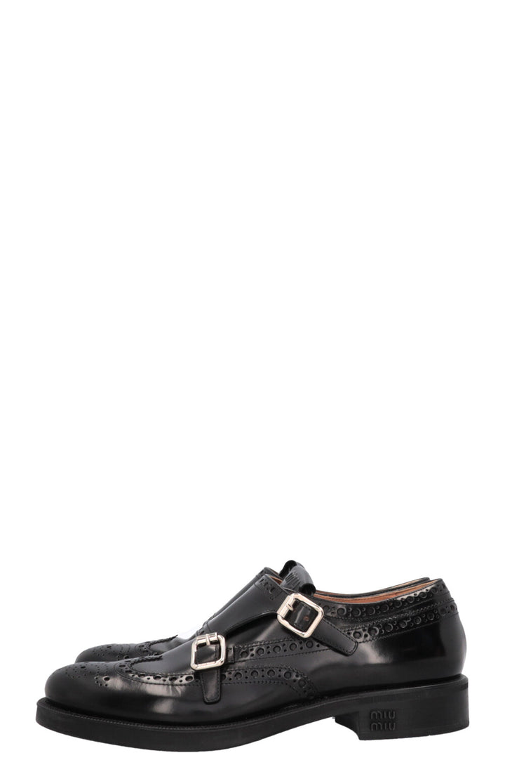 MIU MIU x Churchs Monk Strap Shoes Patent Leather Black