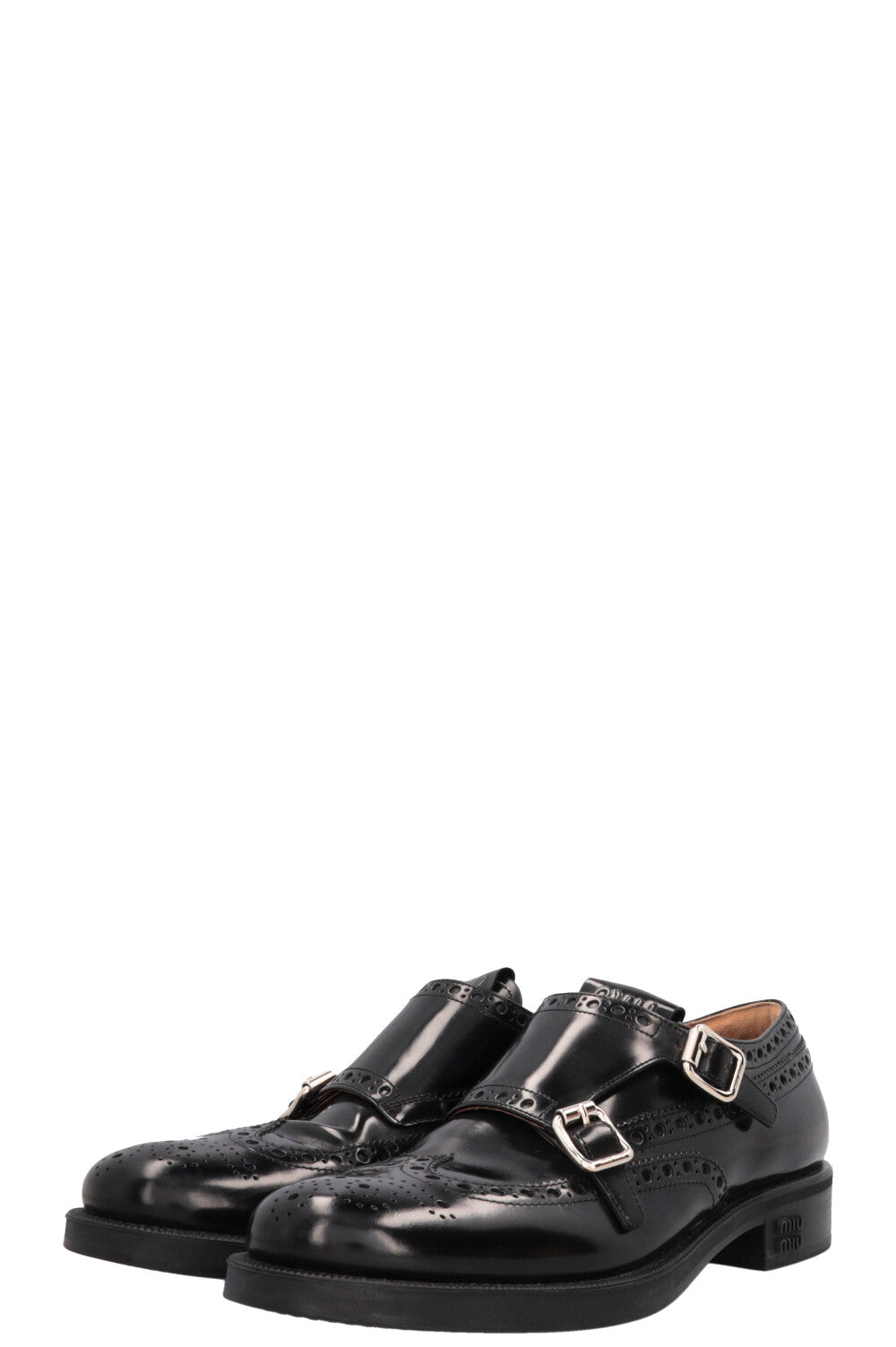 MIU MIU x Churchs Monk Strap Shoes Patent Leather Black
