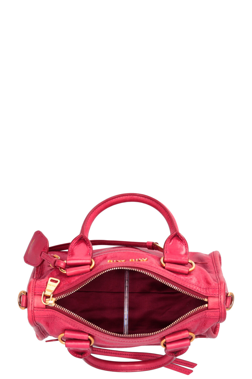 MIU MIU Vitello Shine Satchel Bag Calfskin Red