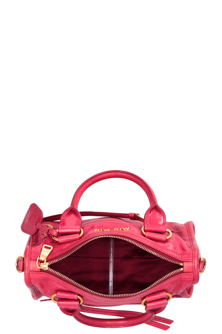 MIU MIU Vitello Shine Satchel Bag Calfskin Red