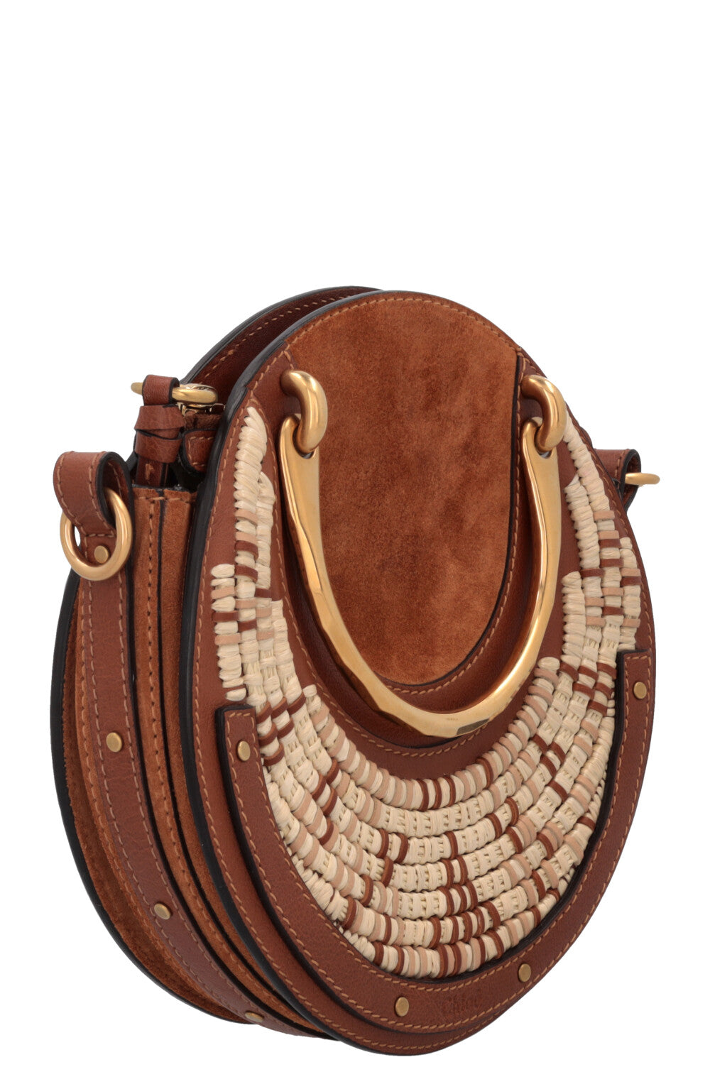 CHLOÉ Pixie Crossbody Raffia Bag Brown