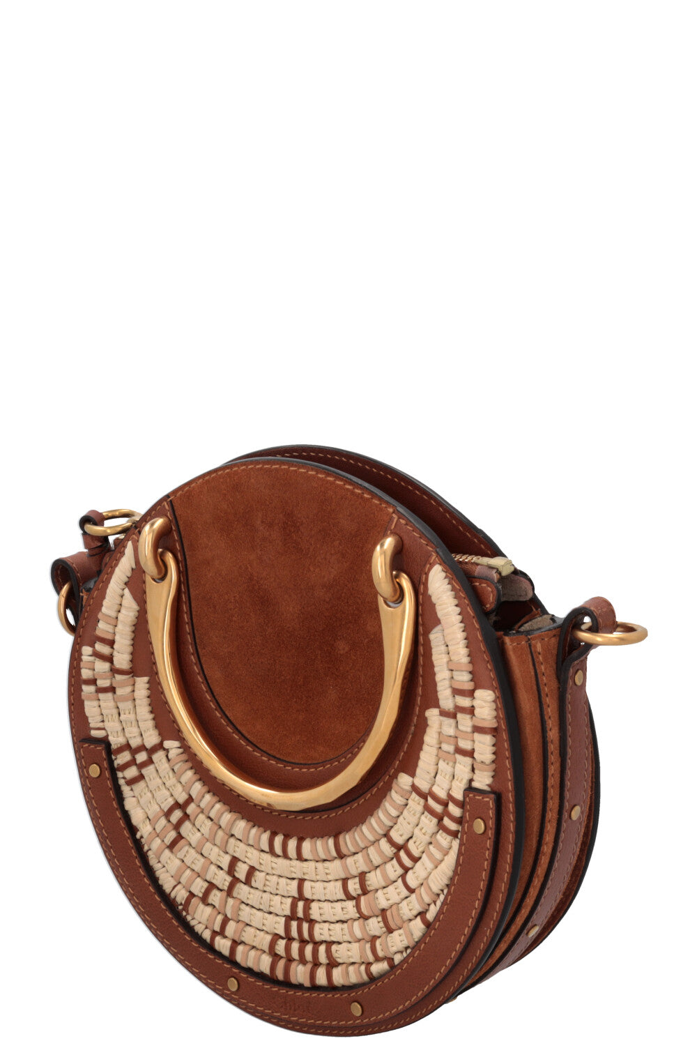 CHLOÉ Pixie Crossbody Raffia Bag Brown