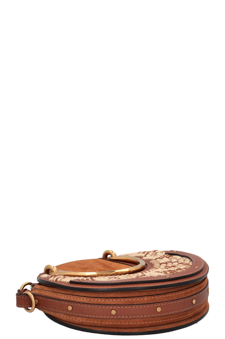 CHLOÉ Pixie Crossbody Raffia Bag Brown