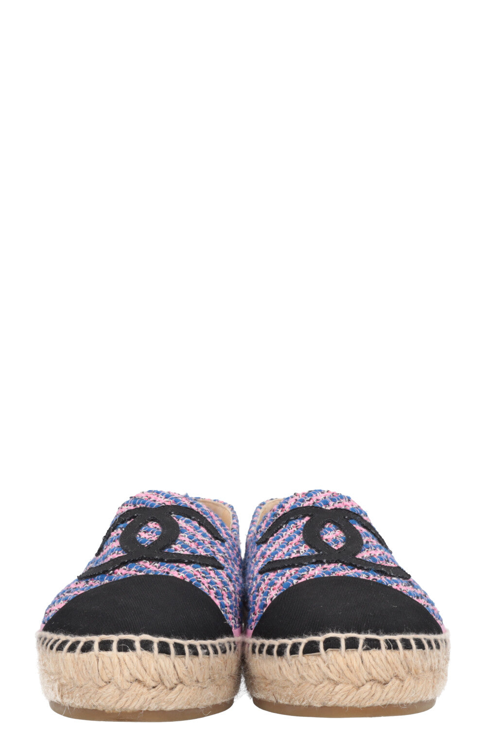 CHANEL Tweed CC Espadrilles Pink Blue