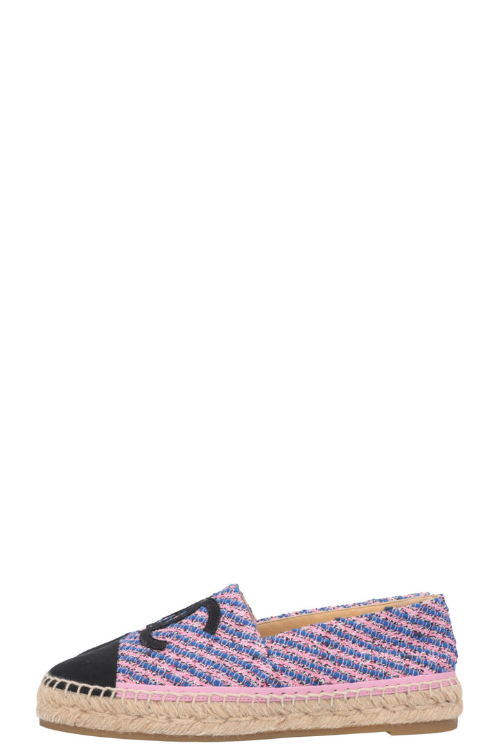 CHANEL Tweed CC Espadrilles Pink Blue