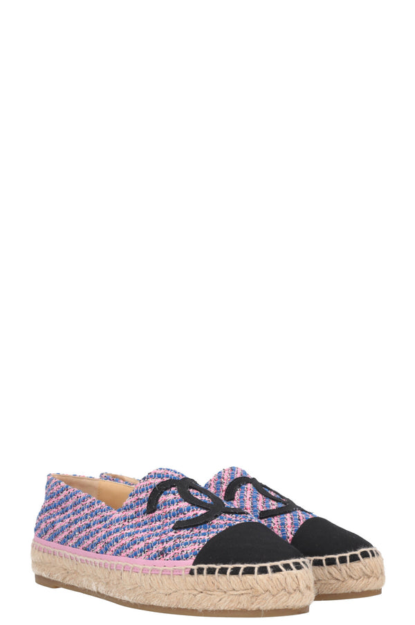 CHANEL Tweed CC Espadrilles Pink Blue