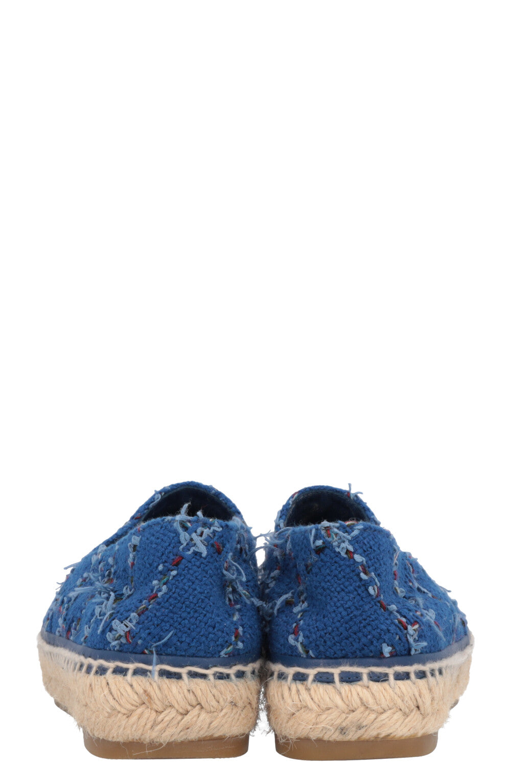 CHANEL Tweed CC Espadrilles Blue Black