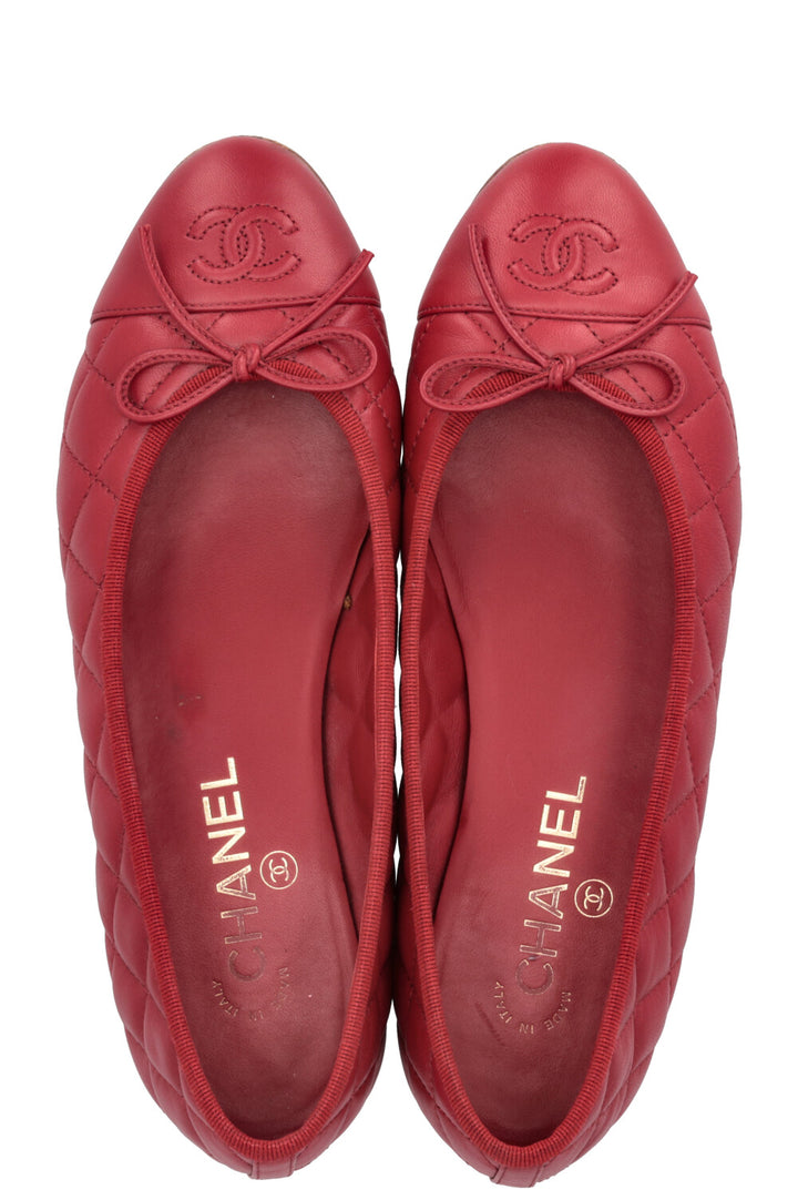 CHANEL Classic CC Ballet Flat Red