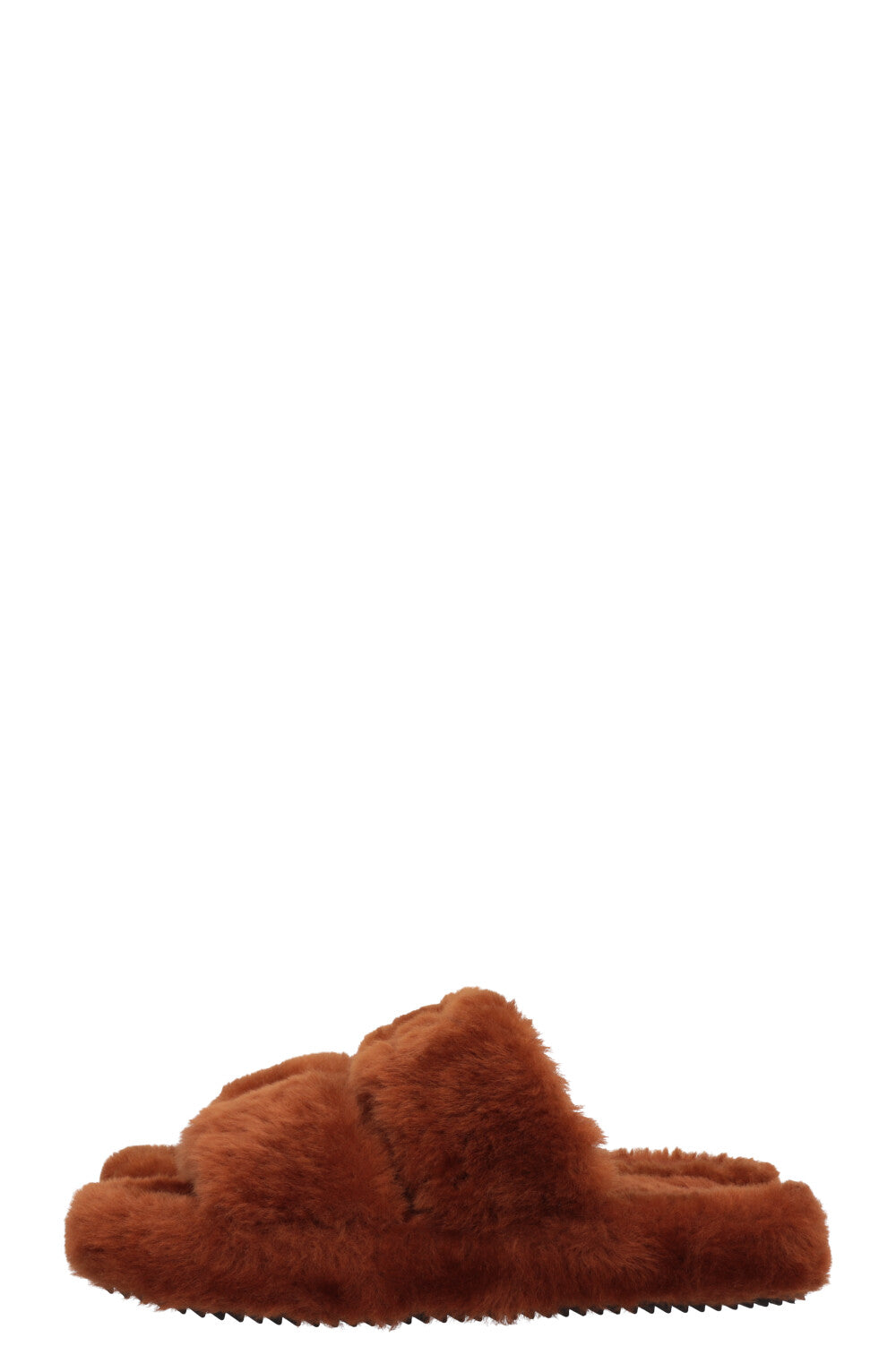 CELINE Triomphe Fur Slides Brown