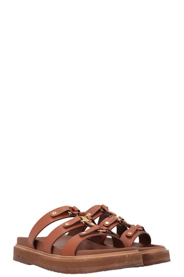 Mules CELINE Tippi en cuir marron