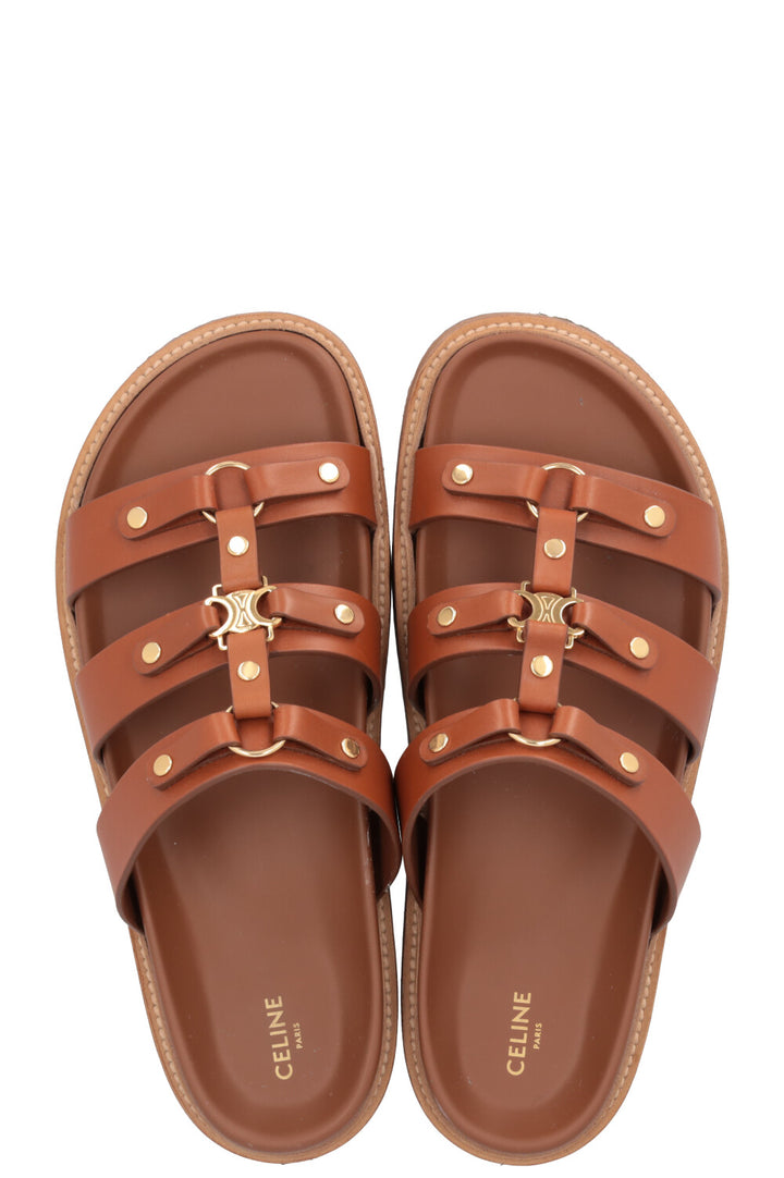 CELINE Tippi Mules Brown Leather