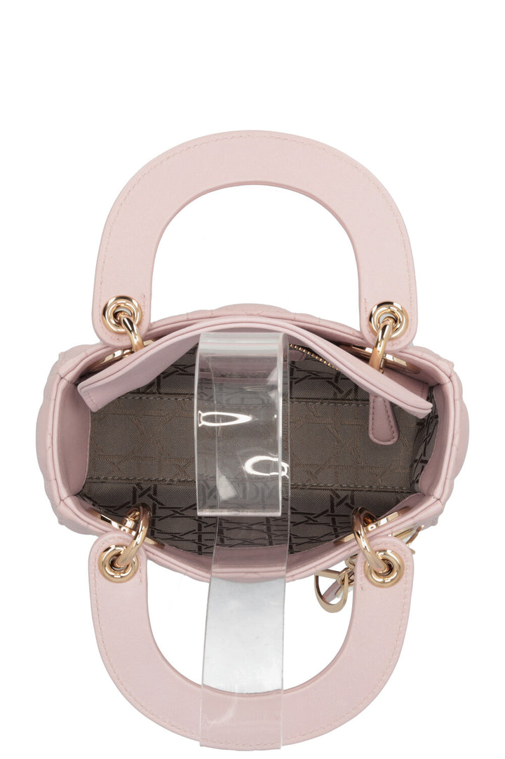 CHRISTIAN DIOR Cannage Mini Lady Dior Cuir Rose