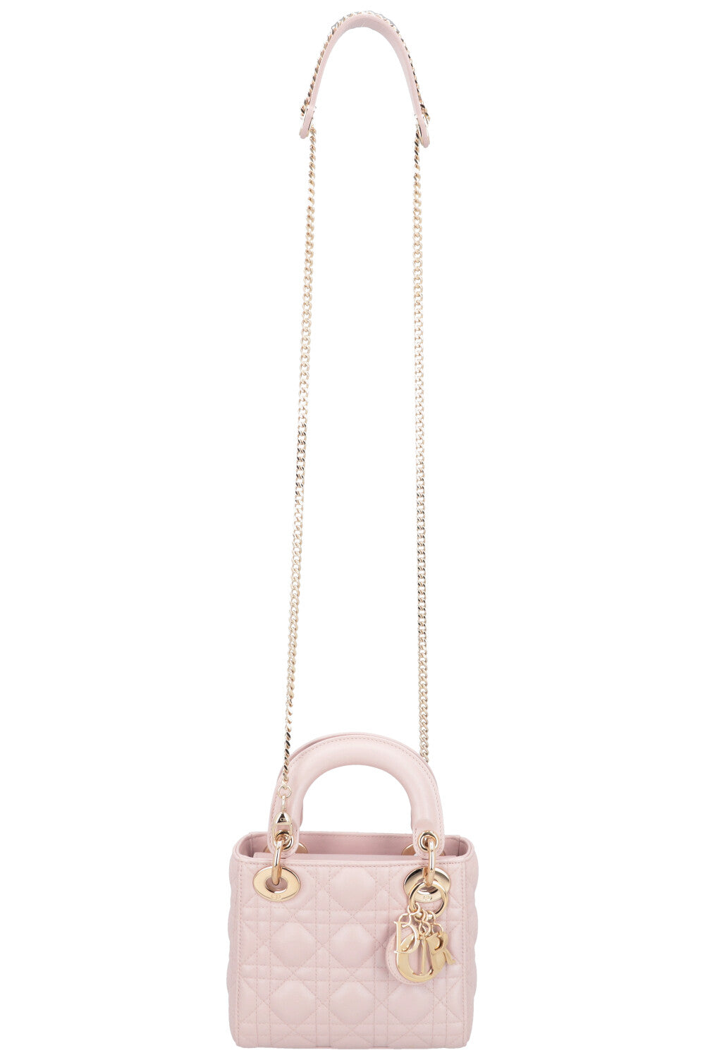 CHRISTIAN DIOR Cannage Mini Lady Dior Cuir Rose