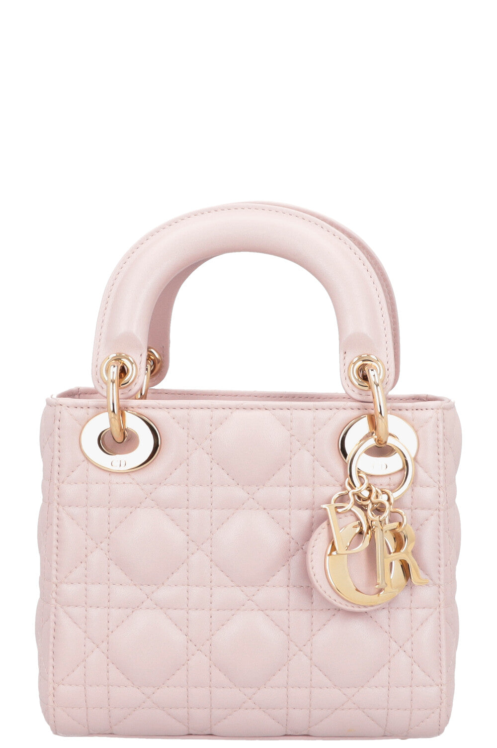 CHRISTIAN DIOR Cannage Mini Lady Dior Leather Rose