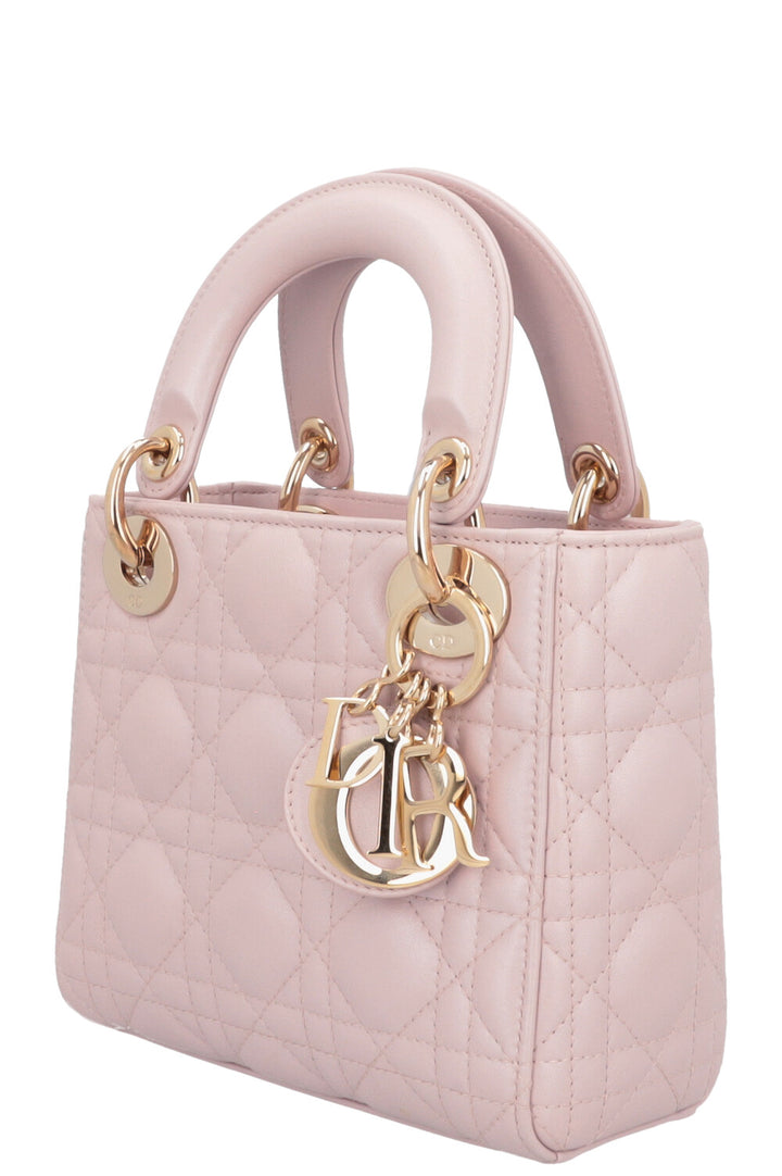CHRISTIAN DIOR Cannage Mini Lady Dior Cuir Rose