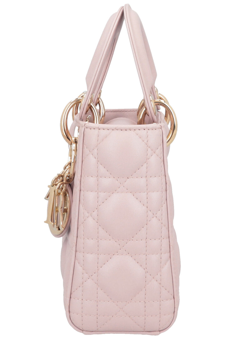 CHRISTIAN DIOR Cannage Mini Lady Dior Cuir Rose