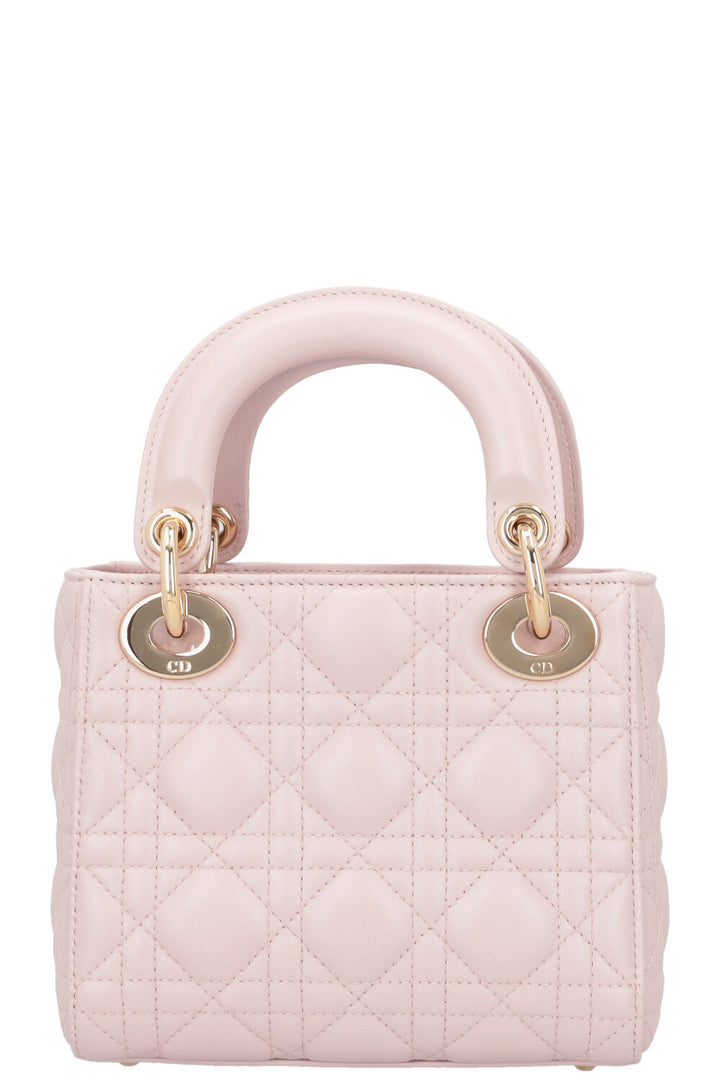 CHRISTIAN DIOR Cannage Mini Lady Dior Cuir Rose