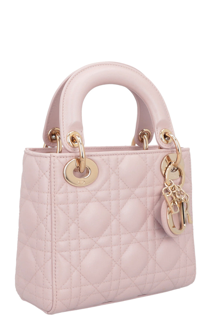 CHRISTIAN DIOR Cannage Mini Lady Dior Cuir Rose