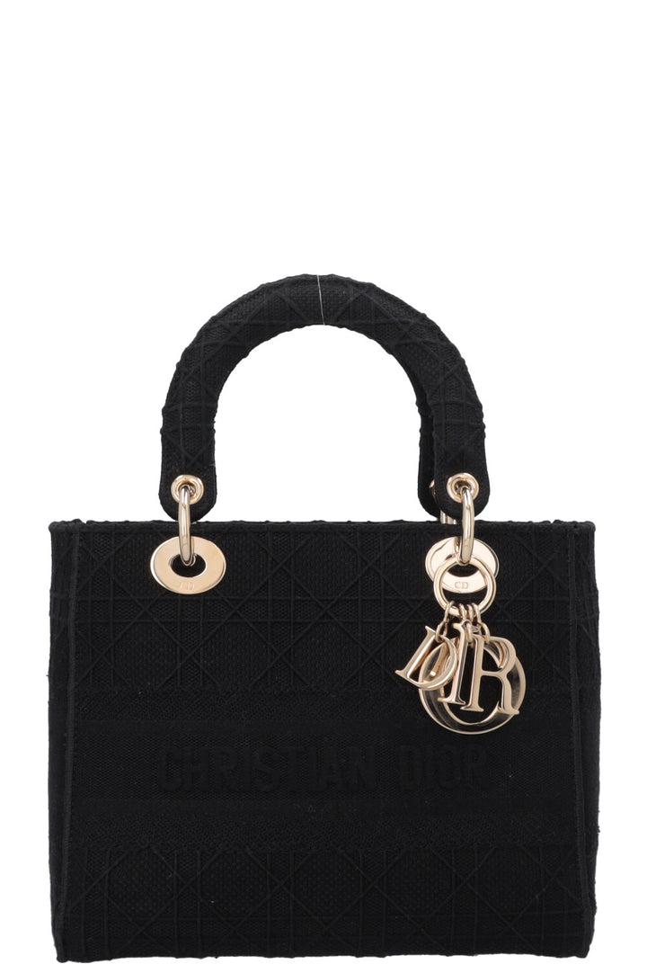 CHRISTIAN DIOR Medium Lady Dior D-Lite Canvas Black
