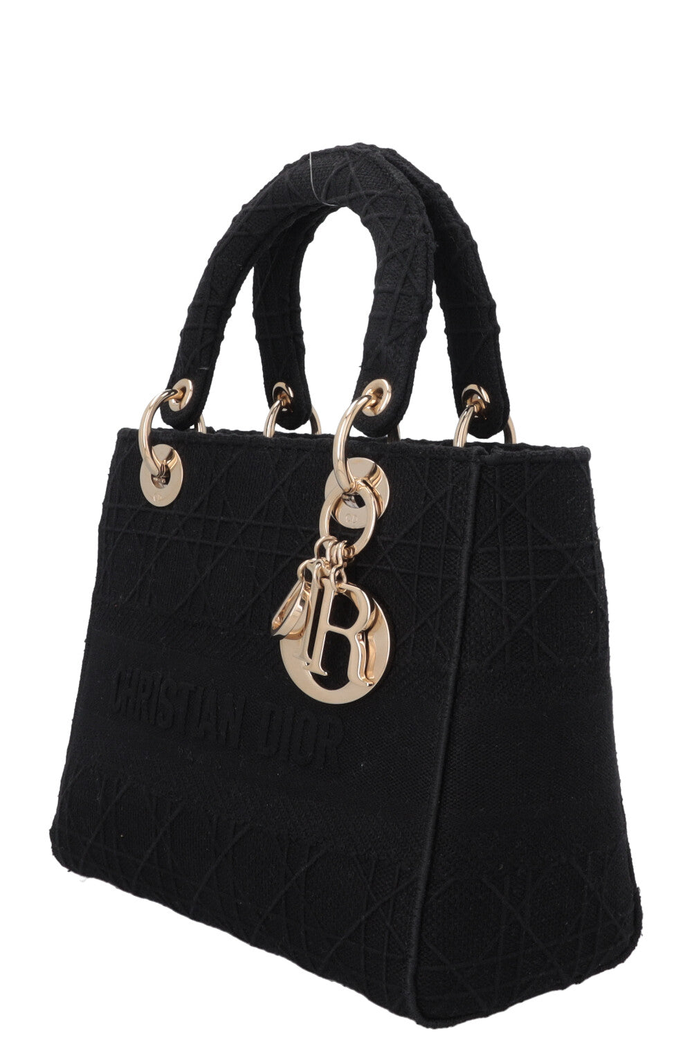 CHRISTIAN DIOR Medium Lady Dior D-Lite Canvas Black