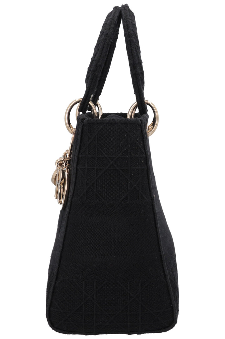 CHRISTIAN DIOR Medium Lady Dior D-Lite Canvas Black