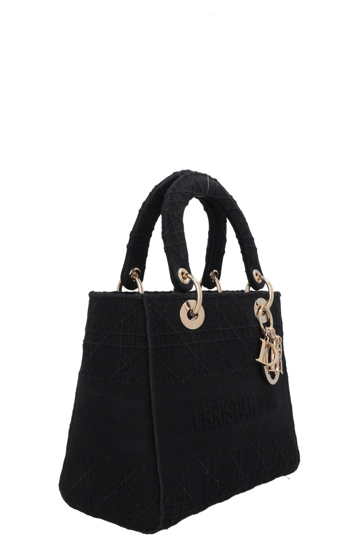 CHRISTIAN DIOR Medium Lady Dior D-Lite Canvas Black