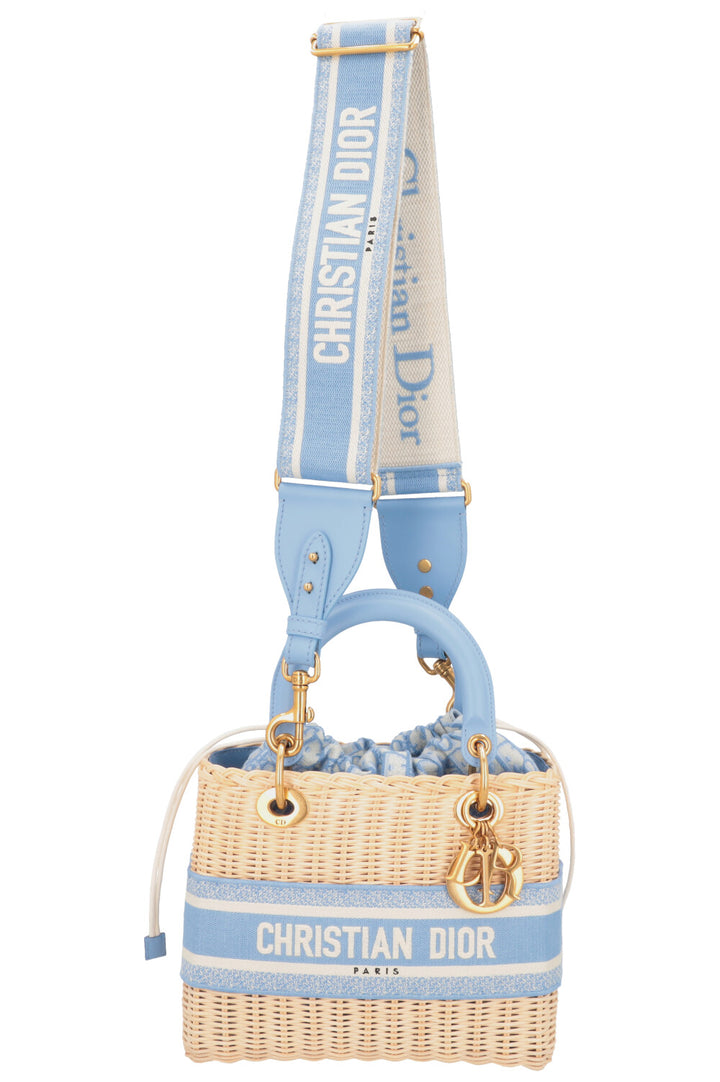 CHRISTIAN DIOR Dioriviera Medium Lady Dior Bag Blue Beige