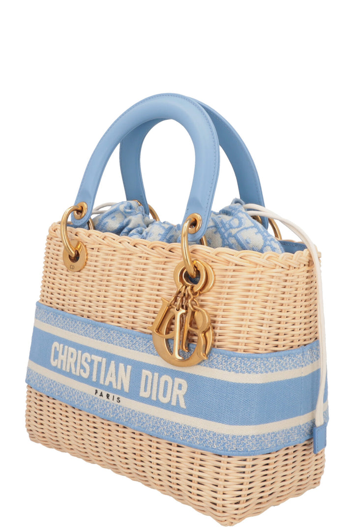 CHRISTIAN DIOR Dioriviera Medium Lady Dior Bag Blue Beige