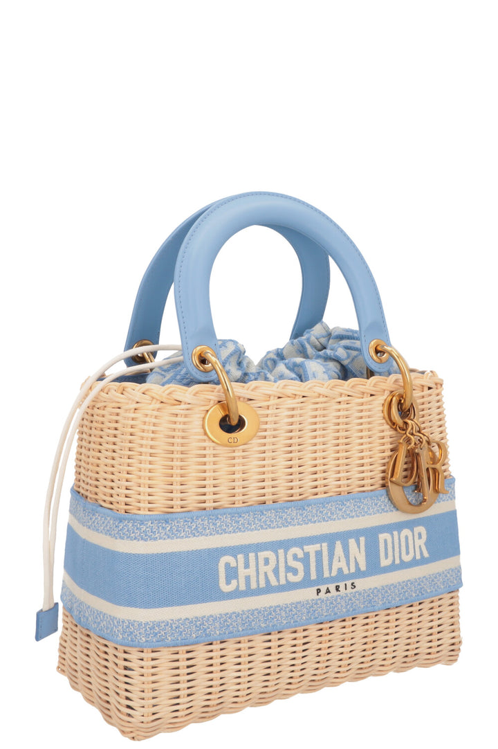 CHRISTIAN DIOR Dioriviera Medium Lady Dior Bag Blue Beige