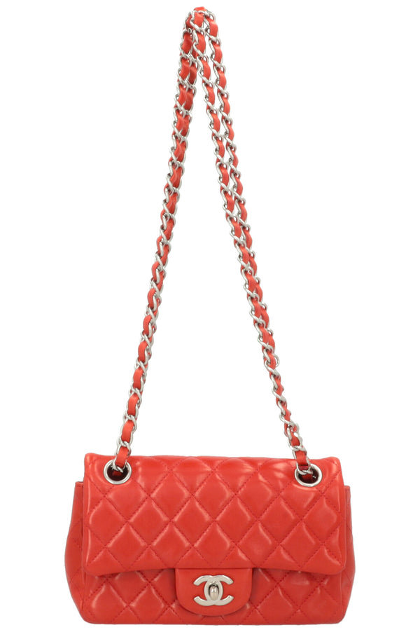Sac CHANEL Mini Classique à rabat simple rouge