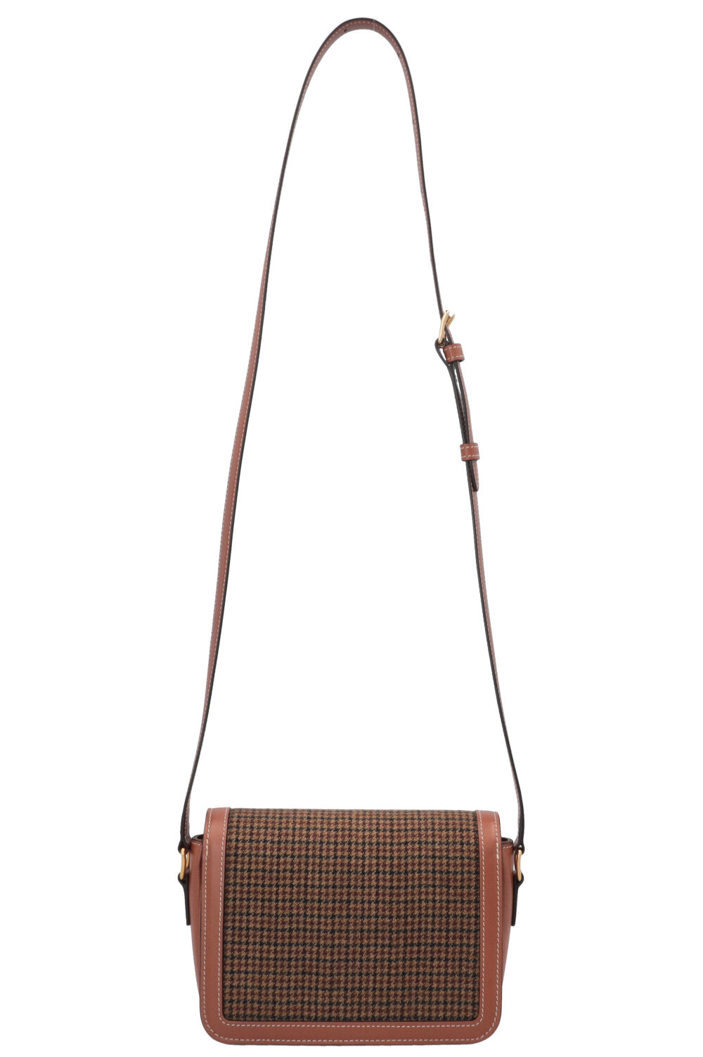 CELINE Teen Triomphe Houndstooth Crossbody Bag Brown