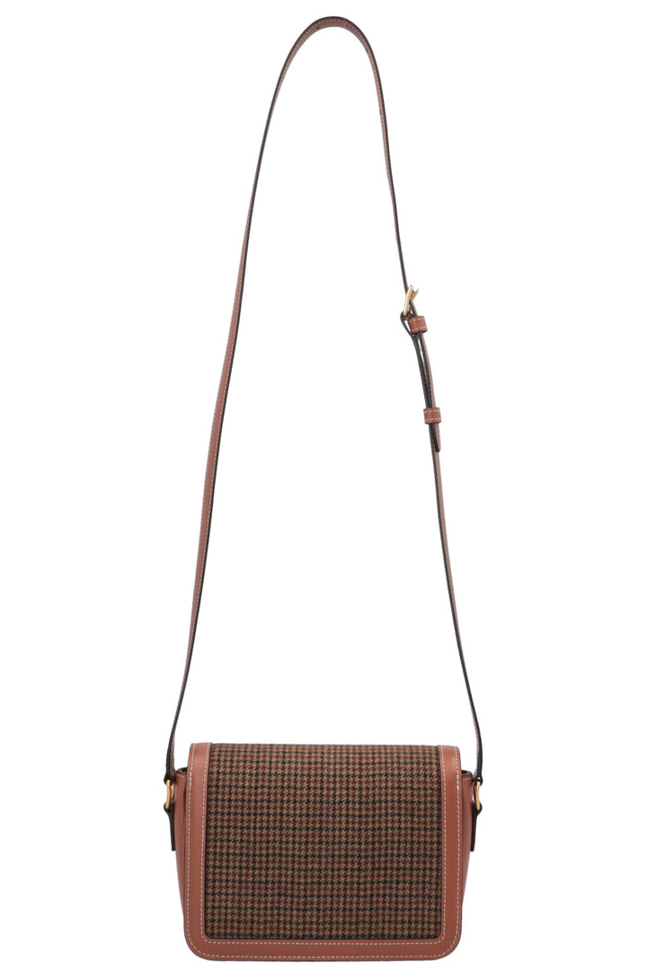 CELINE Teen Triomphe Houndstooth Crossbody Bag Brown