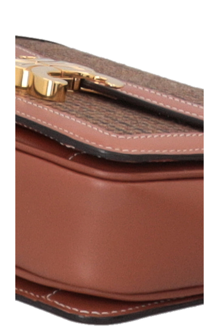 CELINE Teen Triomphe Houndstooth Crossbody Bag Brown