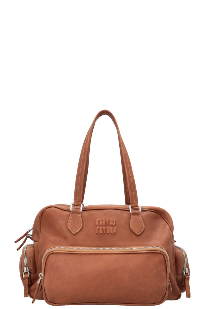 MIUMIU Pocket Tote Bag Distressed Brown
