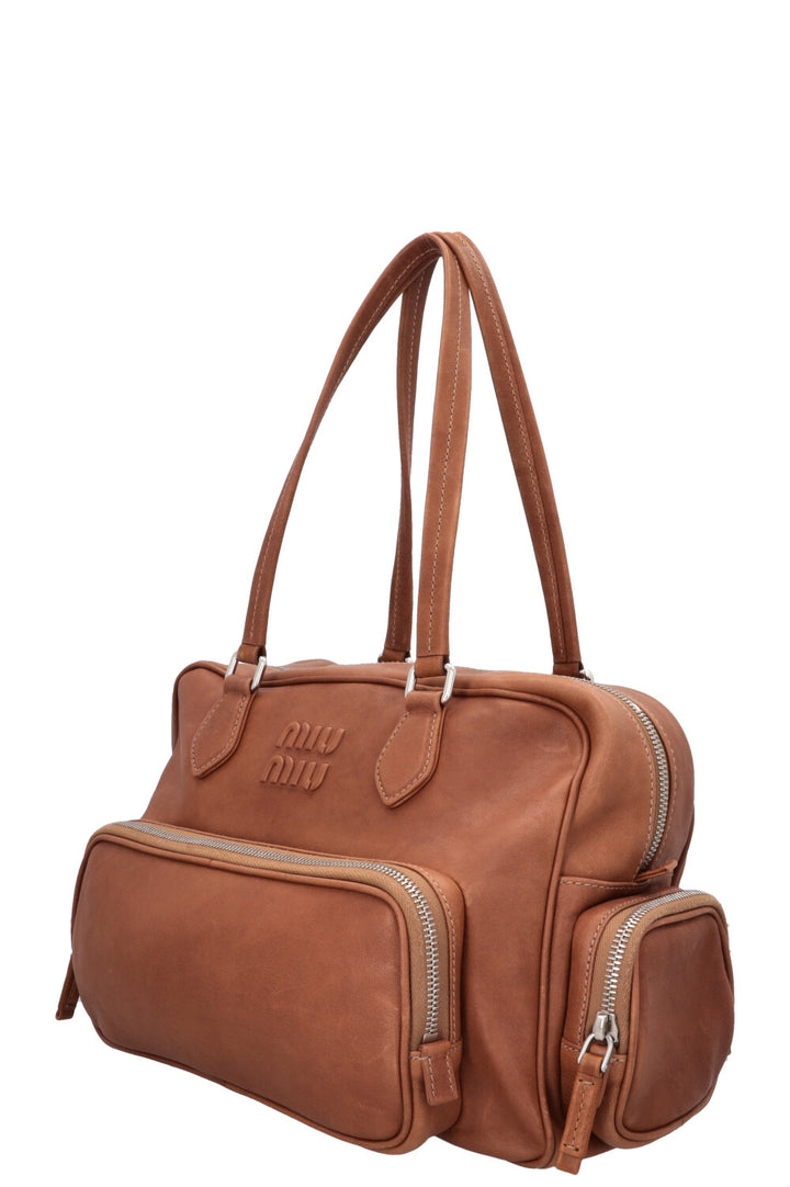 MIUMIU Pocket Tote Bag Distressed Brown
