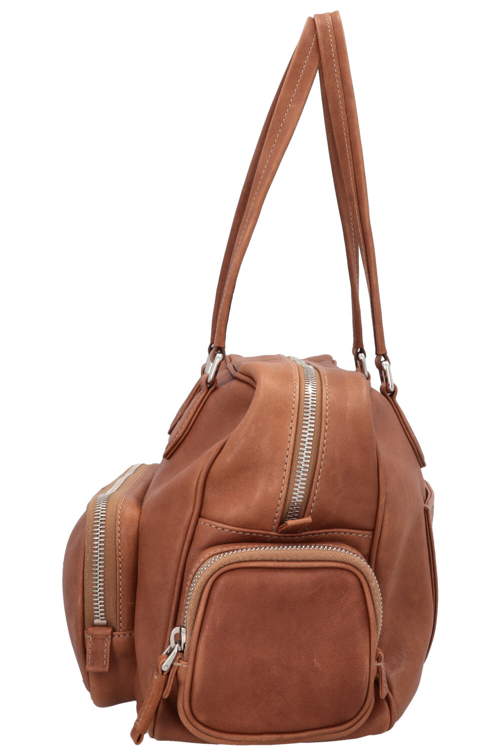 MIUMIU Pocket Tote Bag Distressed Brown