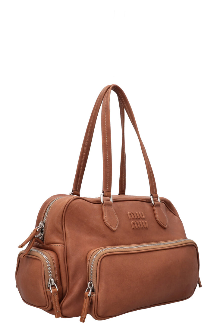MIUMIU Pocket Tote Bag Distressed Brown