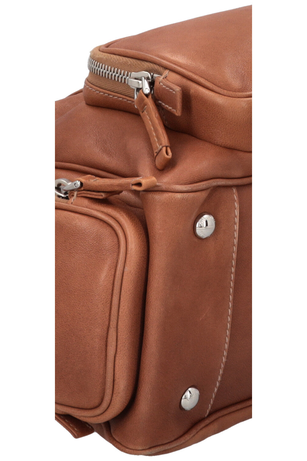 MIUMIU Pocket Tote Bag Distressed Brown
