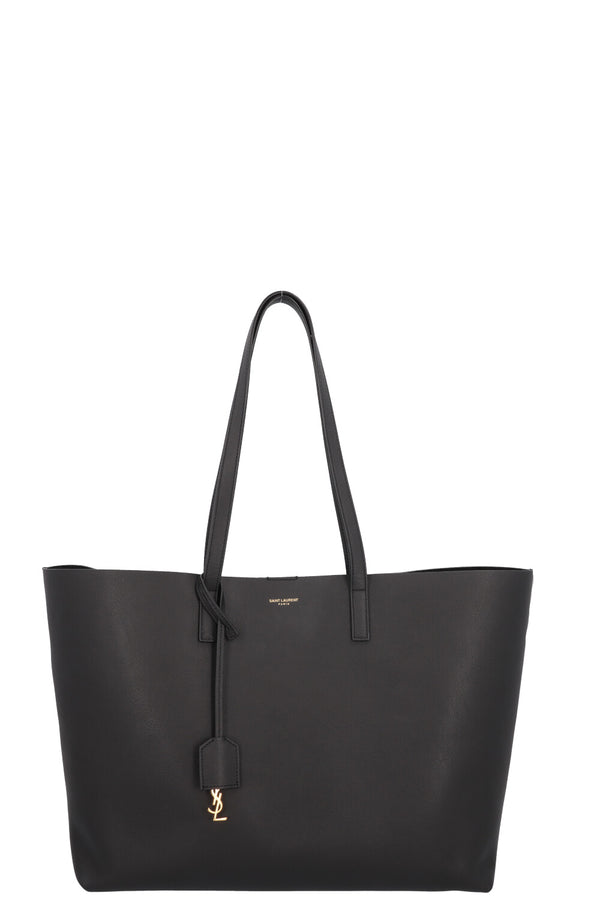 SAINT LAURENT Shopping EW Bag Leather Black